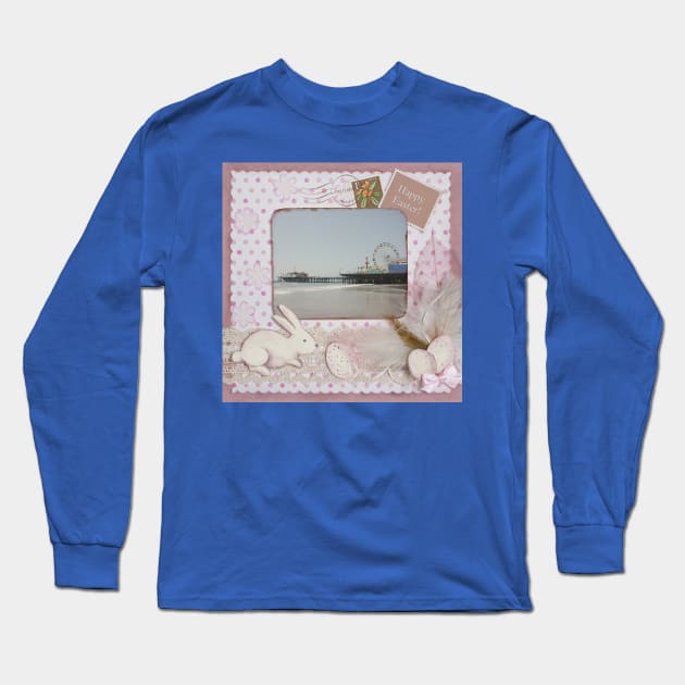 Happy Easter Santa Monica Pier Greeting Long Sleeve T-Shirt by Christine aka stine1